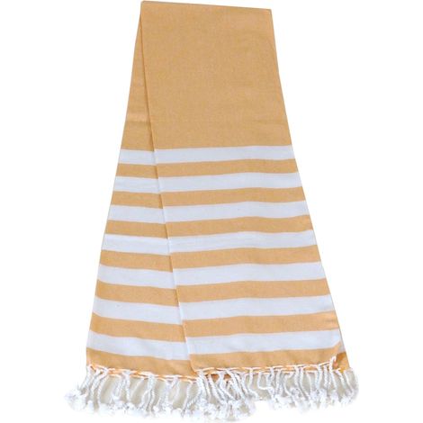 Atout Ciel Telo mare Fouta a righe con frange, 90 x 180 cm, senape