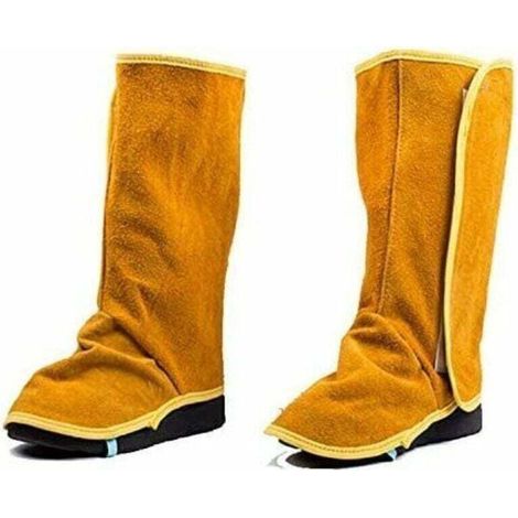 Guêtres de soudage en cuir, couvre-bottes et chaussures de soudage ignifugées, pieds de protection résistants à la chaleur et à l'abrasion pour soudeurs, protecteurs C (1/4)