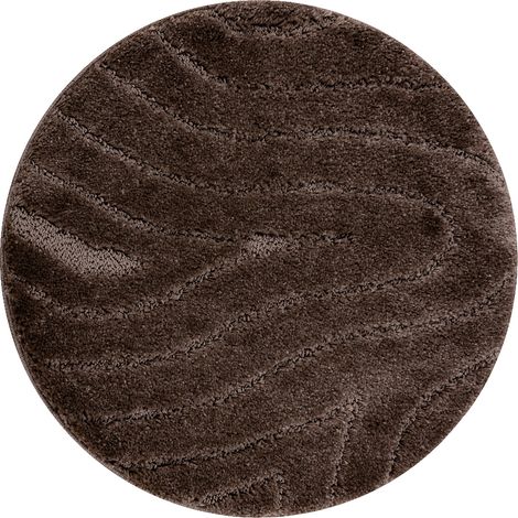 Tappeto da bagno SUPREME cerchio WAVES, cerchio, antiscivolo, morbido - marrone brown rotondo 50 cm