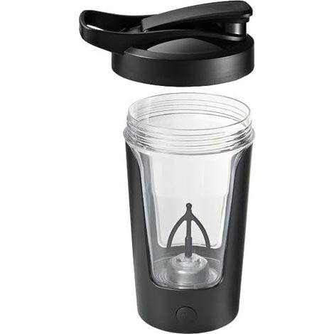 Tazza con agitatore automatico, tazza elettrica premium per caffè, tazza ricaricabile per latte di soia per pigri, tazza girevole (nera) (1/4)