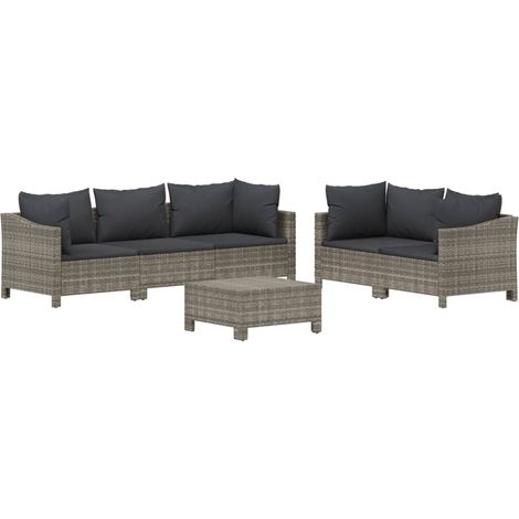 Mobili da giardino mobili da esterno Set di mobili da 6 pezzi con cuscini grigi in resina intrecciata 020016794