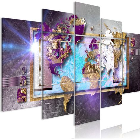 Tableau Imprimé 5 Panneaux "Abstract Map Wide" 50 x 100 cm (1/2)