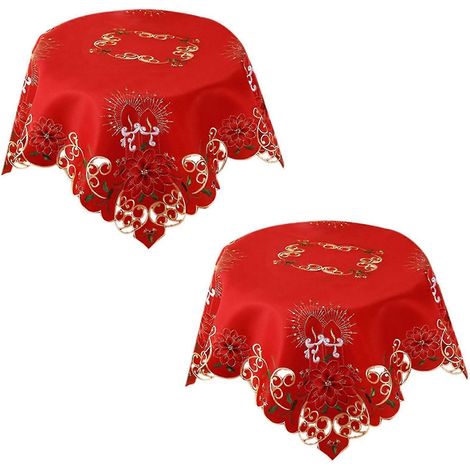 nappes de Noël brodées, nappe ronde ajourée, 84 cm de diamètre (1/5)