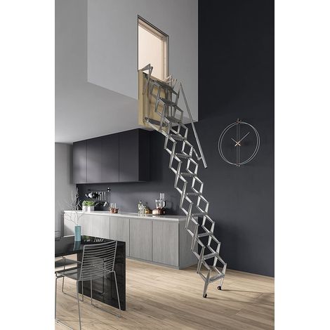 Scala retrattile a parete cm 50x90 h300 a pantografo scari wall - Scari