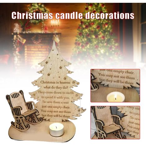 Bougie souvenir de Noël en bois, bougeoir pour se souvenir des êtres chers, décoration de table pour Noël. (1/4)