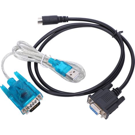 Câble adaptateur USB vers RS232 pour communication PLC, fil MD8 à port rond noir, connexion industrielle dédiée (1/5)