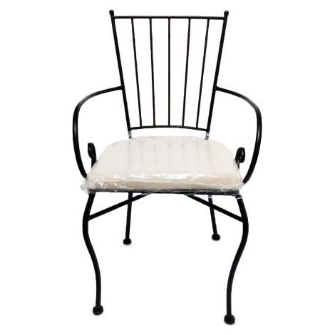 Sedia poltrona Jasmine con braccioli in metallo e cuscino ecru' in cotone lavabile cm 45x42x88 da giardino (1/5)