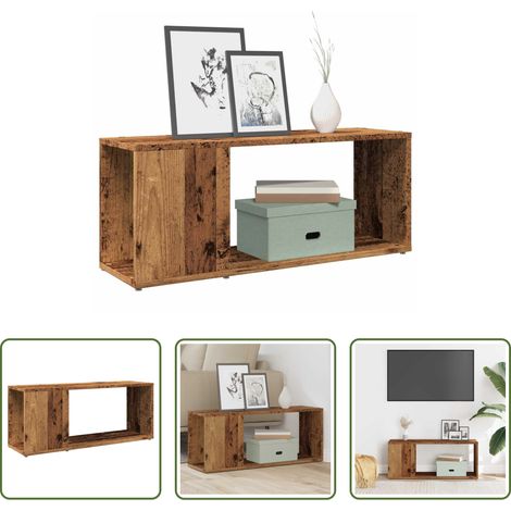 Bois d'ingénierie - Meuble TV vieux bois 80x24x32cm bois d'ingénierie (1/5)