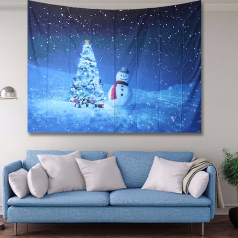Tapisserie murale décorative pour la maison, motif paysage de Noël et d'hiver enneigé, 200 x 150 cm (1/5)