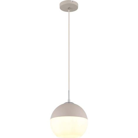 Pendelleuchte Hängeleuchte Deckenleuchte Metall weiß sandfarbener Schirm H 120cm (1/5)