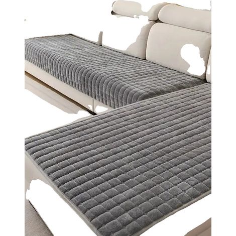 Copridivano, design antiscivolo, facile manutenzione, grigio scuro, 2 pezzi (1/2)