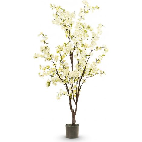 Cerisier Artificiel Prunus avec Fleurs de Cerisier Blanches Décoration Intérieure 175 cm - PANGIVO (1/5)