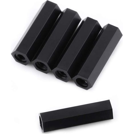 100 pièces noir PA66 M3 femelle x M3 femelle entretoise filetée hexagonale entretoise (M3 25) (1/3)