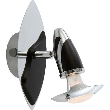 Spotleuchte Wandlampe Leuchte Spotstrahler Flurleuchte Leselampe Wohnzimmer, Spot beweglich, Stahl Eisen silber schwarz, 1x E14 Fassung, HxB 20x17 cm