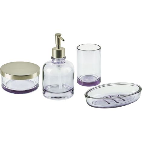 Badaccessoires Set 4-teilig TELMA Glas Violett