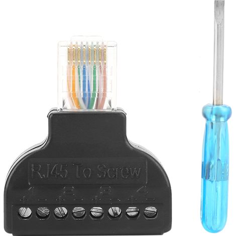 Adaptateur convertisseur de 2 prises RJ45 vers bornier à vis AV 8 broches pour vidéosurveillance (1/5)