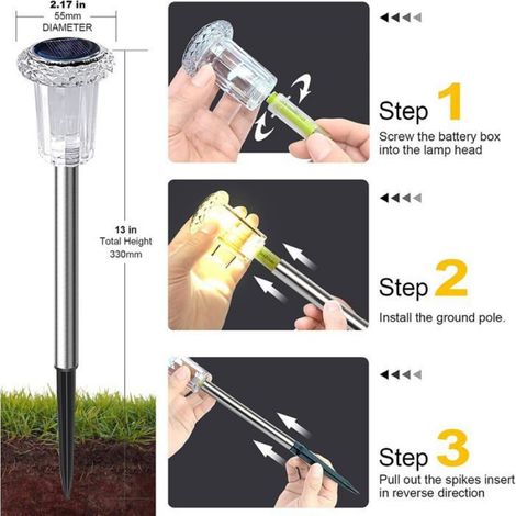 Lampes Solaires De Jardin Led, Lot De 6 Lampes Solaires Blanc Chaud, Étanches Ip44, Pour Pelouse, Jardin Et Terrasse. Idéales[L444] (1/5)