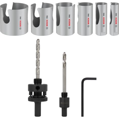Bosch Hole Saw PRO Construction Material Threaded Hole Saw Set, 20/25/35/40/51/68 x 60 x 65 mm, 9 pcs 2608594685 (1/5)