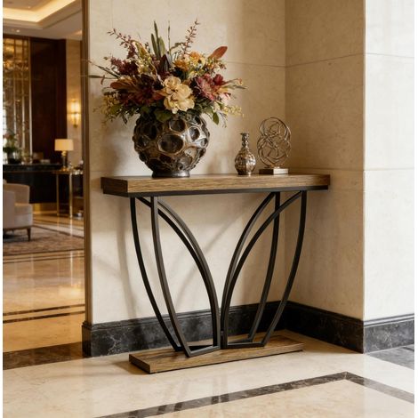 Tavolo consolle industriale metallo e legno 105 cm OKMYHOME (1/5)