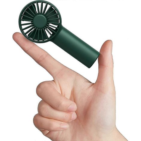 Mini ventilateur portable sur batterie (2000 mAh) – Alimentation USB, 3 vitesses, flux d'air amélioré, rechargeable et silencieux (vert foncé)