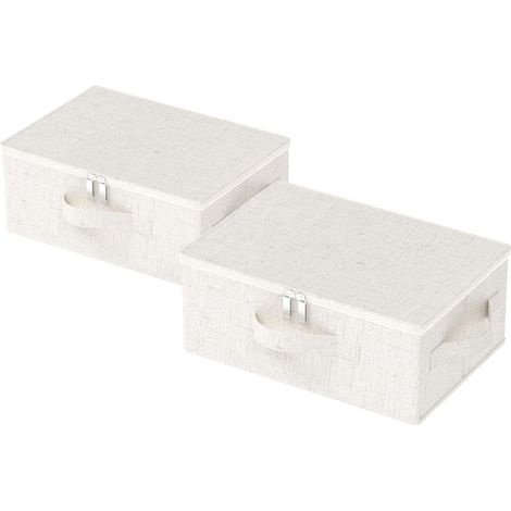 2 Boîte de rangement, Tissu, Fermeture à glissière, Poignée, Empilable, Pour literie, Vêtements, 38x26x15 cm