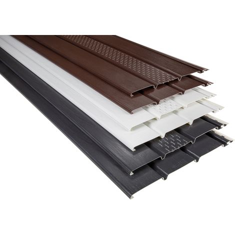 Kunststoffpaneele und Zubehör, PVC-U Dachunterschlag Unterdachverkleidung, RainWay Soffit: braun, 1 Paneel - 2m perforiert