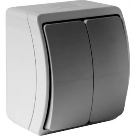Interruttore doppio per lampadario a montaggio superficiale IP44 frassino/grafite 152-08 DV 8196 (1/5)