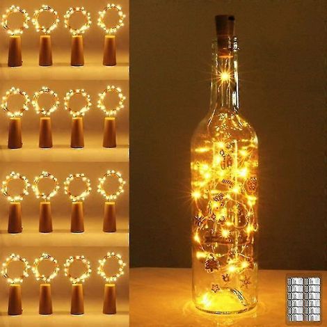 Luces nocturnas, luces para botellas, luces de corcho, luces de cadena estrelladas para botellas de vino, para decoración de fiestas, Navidad y bodas (hazlo tú mismo). (1/4)