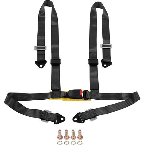 Harnais de ceinture de sécurité pour voiture de course, 2 pouces, 4 points, avec verrouillage à came et sangle réglable, noir (1/5)