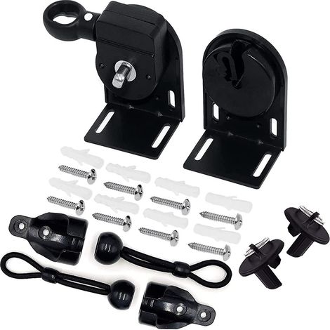 Black outdoor drawstring set, curtain fastener, outdoor windproof drawstring buckle, elastic drawstring end cap (1/5)