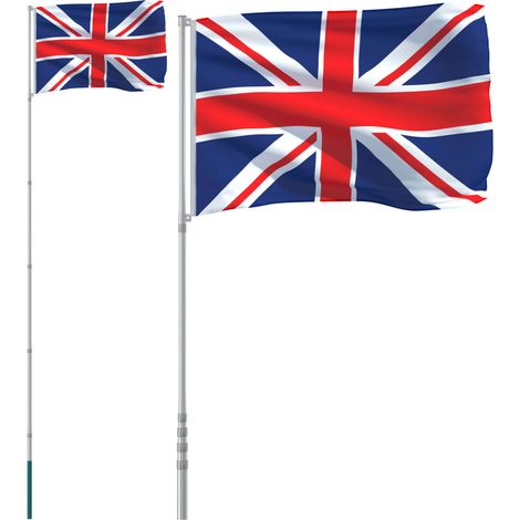 Drapeau du Royaume-Uni et mât 5,55 m Aluminium CFW688080 (1/5)