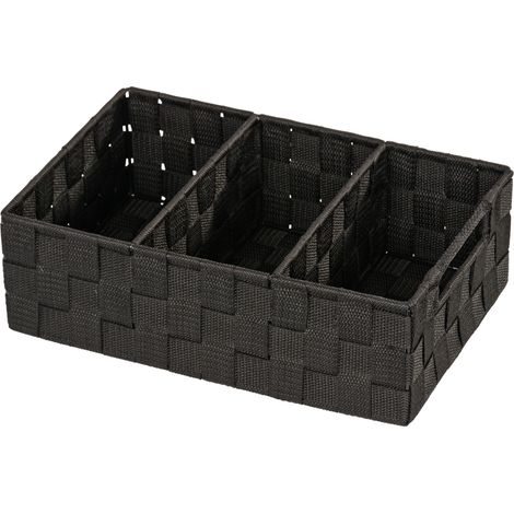 WENKO Organizer Adria Schwarz 3 Fächer, mit Griff, Schwarz, Polypropylen schwarz, lackiertes Metall (1/5)