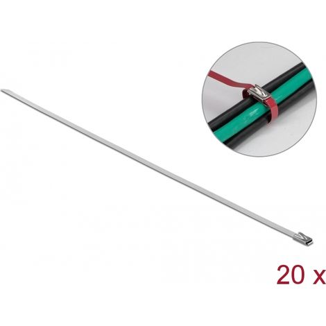 Delock Bridas de acero inoxidable con 150 mm de largo x 4,6 mm de ancho (20 unidades)