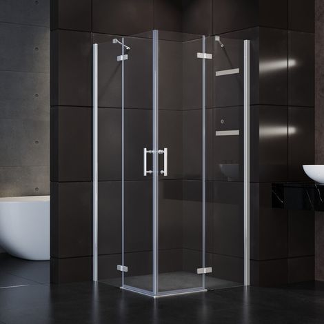 SONNI Duschkabine Eckeinstieg Dusche Scharniertür Duschabtrennung Glas Eckdusche 80x80x195cm 6mm ESG-Sicherheitsglas (1/5)