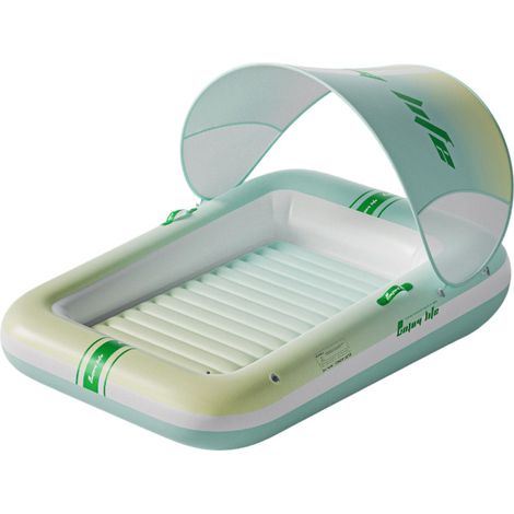 Aufblasbare Schwimmbad-Liegen – Einzelner schwimmender Liegestuhl mit Sonnenschutzdach, 160 × 71 cm, tragbares Luftbett für Außenbereich, Sommer, Garten und privaten Pool