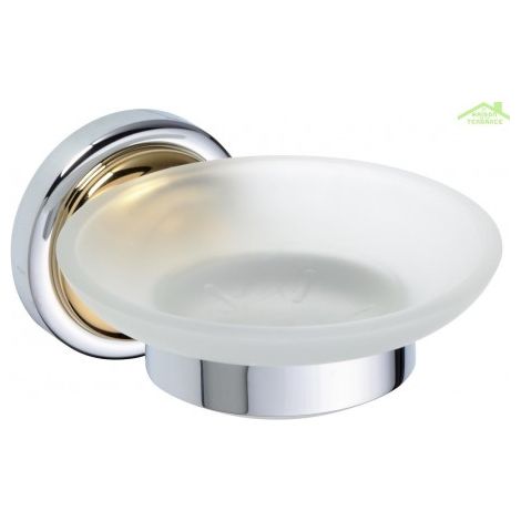 Porte-savon en verre RETRO laiton chromé doré 11x6,5x13,8 cm (1/2)