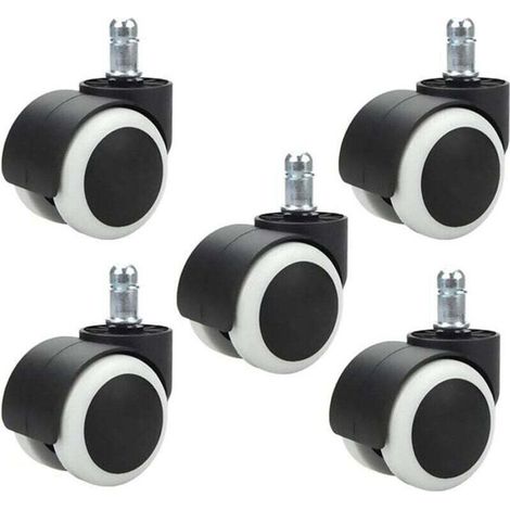 Ulisem5 pièces roulettes de Chaise de Bureau 48 mm pour Chaise d'ordinateur roulettes pivotantes pour Chaise de Bureau Roues de Remplacement Taille de Tige Standard 11 mm × 20 mm, sans Rayures ni (1/4)