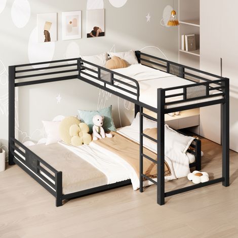 Letto a castello in metallo L 140x200 nero DESVIAE (1/5)