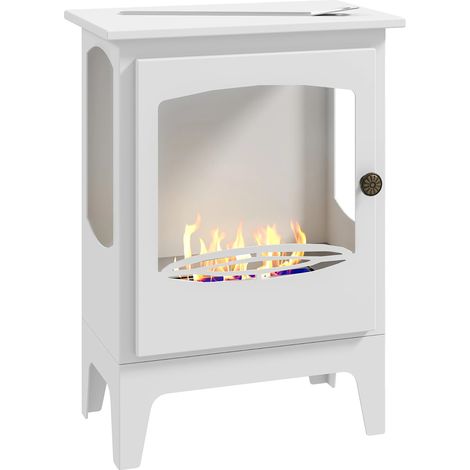 Cheminée à bioéthanol, Acier inoxydable, Chauffage écologique, Blanc (1/5)