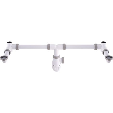 Nt Noyon & Thiebault – Tubulure gain de place pour 2 vasques – Siphon déporté ajustable 260 à 860 mm – Raccord 1'1/4 – Débit 39 litres/minute (1/2)