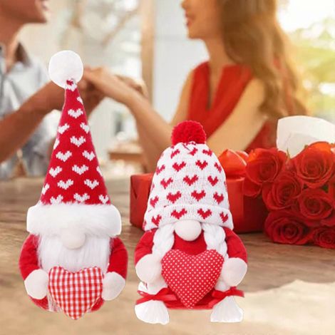 Peluche gnome cœur pour la Saint-Valentin, Monsieur et Madame Tomte scandinaves, décorations elfiques, figurines de gnomes suédois - Homme (1/4)