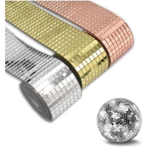 BUNTHAUS Lot de 3 Carreaux auto-adhésifs, carreaux de miroir en verre, autocollant carré argenté en boule Disco pour décoration de fête, cadre Photo, boule. (1/5)