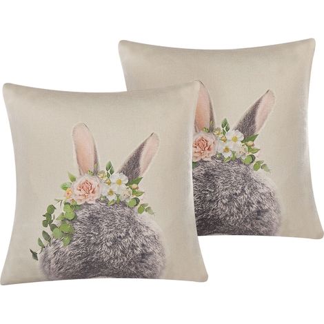 Dekokissen 2er Set FATSIA Baumwolle 45 x 45 cm Taupe