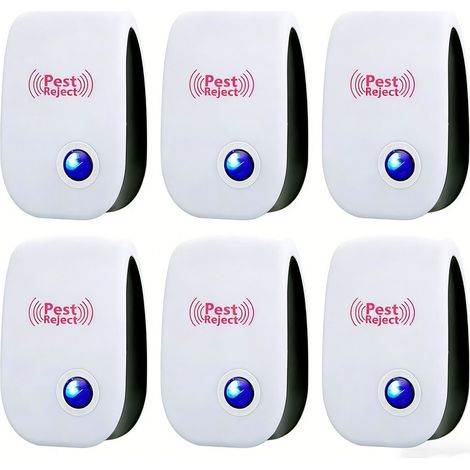Répulsif Ultrason Anti-Rongeurs Insectes, 6 Pack Ultrason Anti Moustique, Répulsif Électronique Insectes, Rats, Araignées, Moustiques, Fourmis, Cafards (1/5)