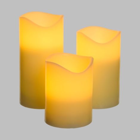 Set 3 Candele Avorio LED IR Ø75xH10-12,5-15cm (1/5)