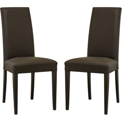 Sedia in ecopelle con gambe verniciate TESTA DI MORO mod. DENVER Set da 2 pezzi (1/3)