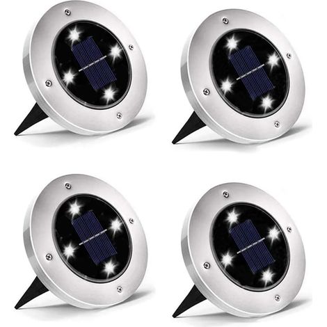 Luces de suelo solares Luces de disco alimentadas por energía solar LED, Iluminación de paisaje solar Decoración para jardín Camino de jardín Camino de entrada Sendero Patio Terraza Césped, Luz blanca (1/5)
