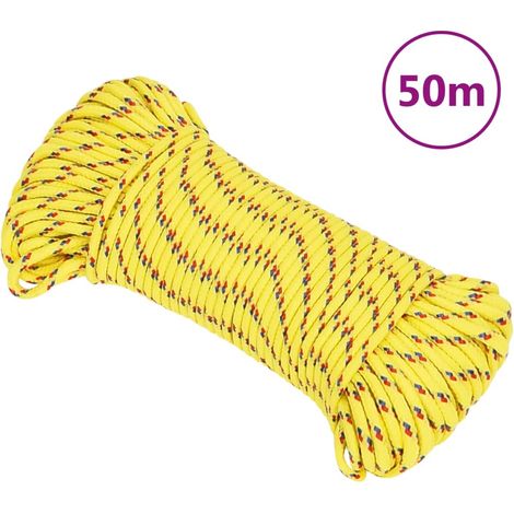 Corde marine en polypropylène jaune, 3 mm x 50 m, pour voile et amarrage - PANGIVO (1/5)