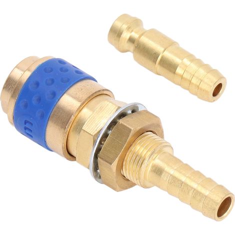 8-mm-Schlauchadapter aus Messing, Schnellkupplungsset für MIG/WIG-Schweißpistolen (Blau) (1/5)