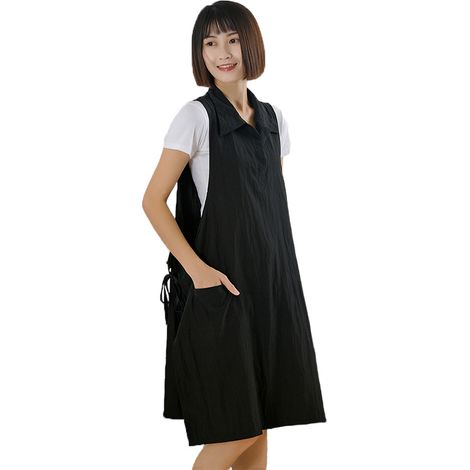 Tablier pour femme - Outil de nettoyage ménager - Convient pour salon de beauté, manucure, coiffure - Noir